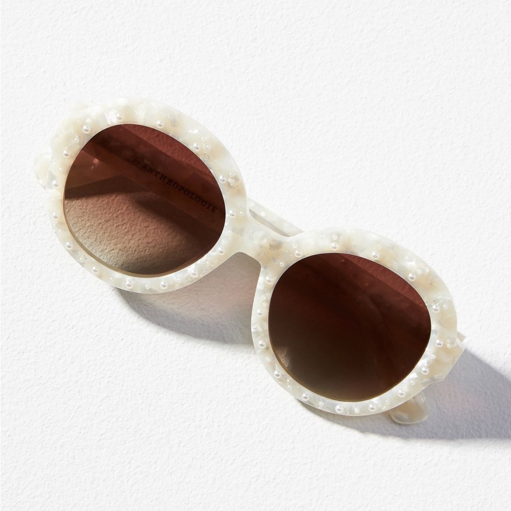Anthropologie Pearl Shell Circle sunglasses Summer Bridal New!